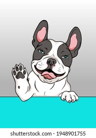 Cute cartoon french bulldog. Stylish image for printing on any surface