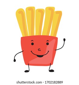 Cute cartoon French fries. Vector illustration