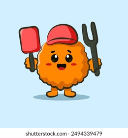 cute cartoon fried chicken logo vector IIlustrations for elements, clipart