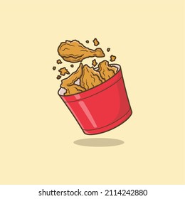 cute cartoon fried chicken. vector illustration for mascot logo or sticker