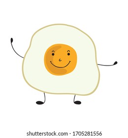 Cute cartoon fried egg. Vector illustration