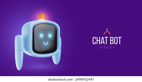Lindo robot amigable de dibujos animados en estilo realista 3d. Vector futurista diseño de personajes o tecnología mascota.