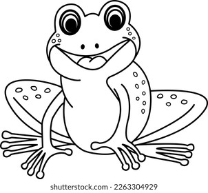 Cute Cartoon Frog for Coloring Page. Vector Illustration of Funny Green Frog