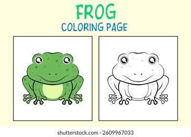 Cute cartoon frog coloring page. Illustration vector design. EPS 10
