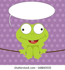 Cute cartoon frog drawing with speech bubble