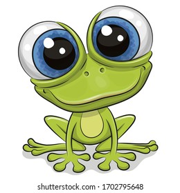 Cute Cartoon Frog isolated on a white background