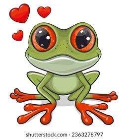 Cute Cartoon Frog isolated on a white background