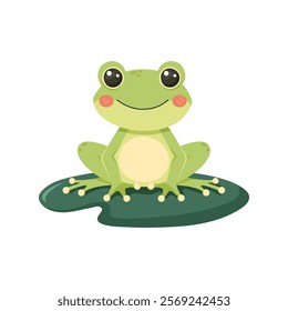 Cute cartoon frog isolated on white background 