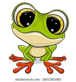 Cute Cartoon Frog isolated on a white background