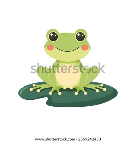 Cute cartoon frog isolated on white background 