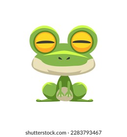 Cute cartoon frog in isolated white background vector illustration icon