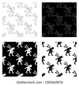 Cute cartoon frog in love pattern collection with hand drawn frog. Sweet vector black and white frog in love pattern collection. Seamless monochrome doodle frog in love pattern collection.