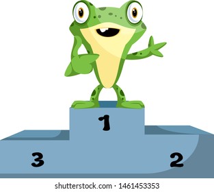 Cute cartoon frog champion stand  illustration  vector white background 