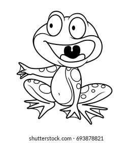 Cute Cartoon Frog Outlined On White Stock Vector (Royalty Free ...