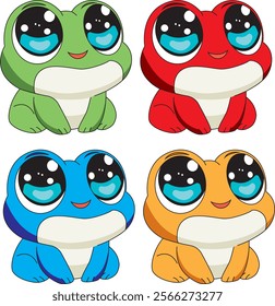 Cute cartoon frog set vector animal mascot