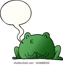 cute cartoon frog with speech bubble in smooth gradient style