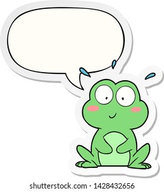 cute cartoon frog with speech bubble sticker