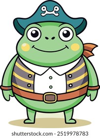 Cute Cartoon Frog with Sticker on Head - Adorable Frog Art