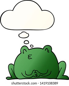 cute cartoon frog with thought bubble in smooth gradient style