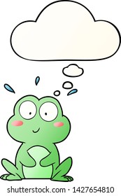 cute cartoon frog with thought bubble in smooth gradient style