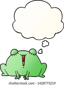 cute cartoon frog with thought bubble in smooth gradient style