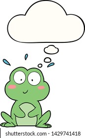 cute cartoon frog with thought bubble