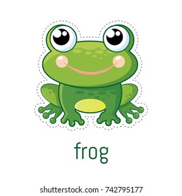 Cute cartoon frog. Vector