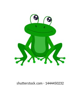 Cute cartoon frog vector flat illustration.