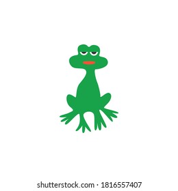 Cute cartoon frog vector icon on a white background