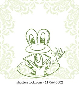 Cute cartoon frog. Vector illustration