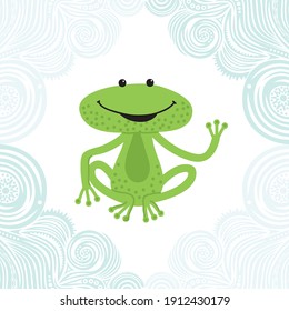 Cute cartoon frog. Vector illustration