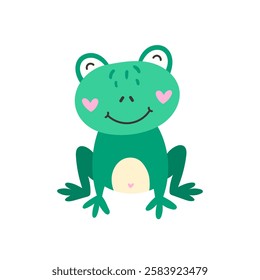 Cute cartoon frog, vector illustration in flat style. Nature and animals concept