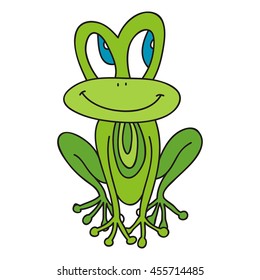 Cute cartoon frog. Vector illustration.
