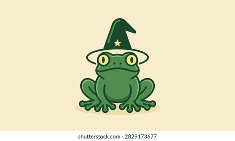 Cute cartoon frog wizard mascot for games and children.