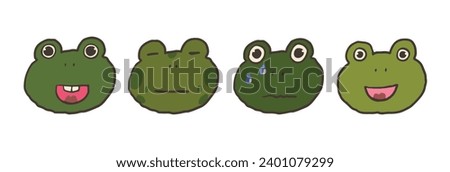 Cute cartoon frogs faces. Vector illustration.