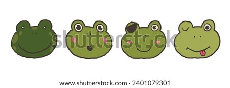 Cute cartoon frogs faces. Vector illustration.