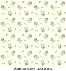 Cute cartoon frogs seamless pattern. Kids digital background.