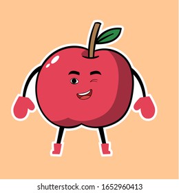 caricatura tierna de frutas estilo facial