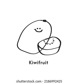 Cuta caricatura de fruta kiwis y mitad de kiwifruit.