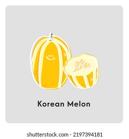 Cute cartoon fruit Korean Melon.