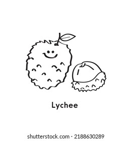 Linche de fruta de dibujos animados y mitad de lichi.