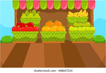 cute cartoon fruit market