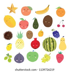 Cute cartoon fruit set