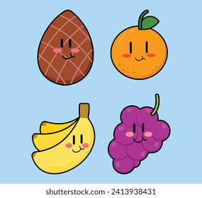 Cute Cartoon Fruit Vector Art. Simple and fun design for kids