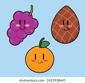Cute Cartoon Frucht Vektorgrafik Einfaches und lustiges Design für Kinder