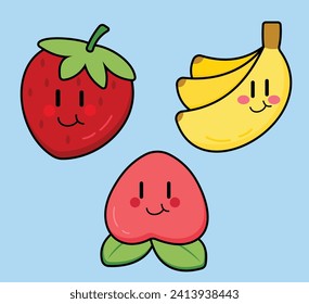 Cute Cartoon Fruit Vector Art. Simple and fun design for kids