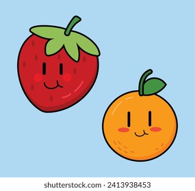 Cute Cartoon Fruit Vector Art. Simple and fun design for kids