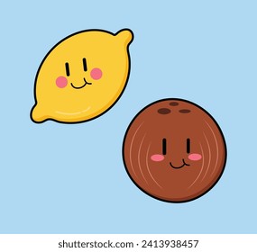 Cute Cartoon Frucht Vektorgrafik Einfaches und lustiges Design für Kinder