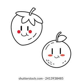 Cute Cartoon Fruit Vector Art. Simple and fun design for kids