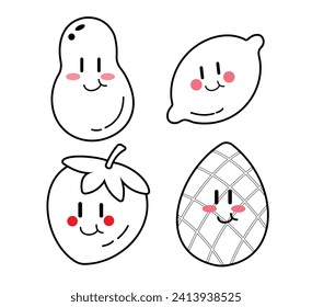Cute Cartoon Fruit Vector Art. Simple and fun design for kids